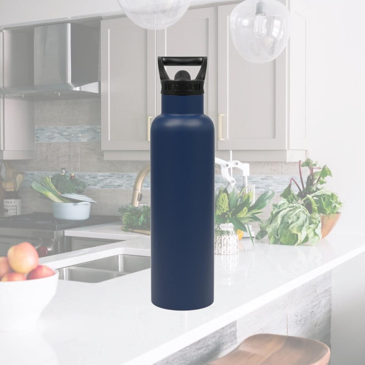 Picture of Fifty-Fifty 592234 21 oz Vacuum Insulation Water Bottle with Straw Cap, Navy