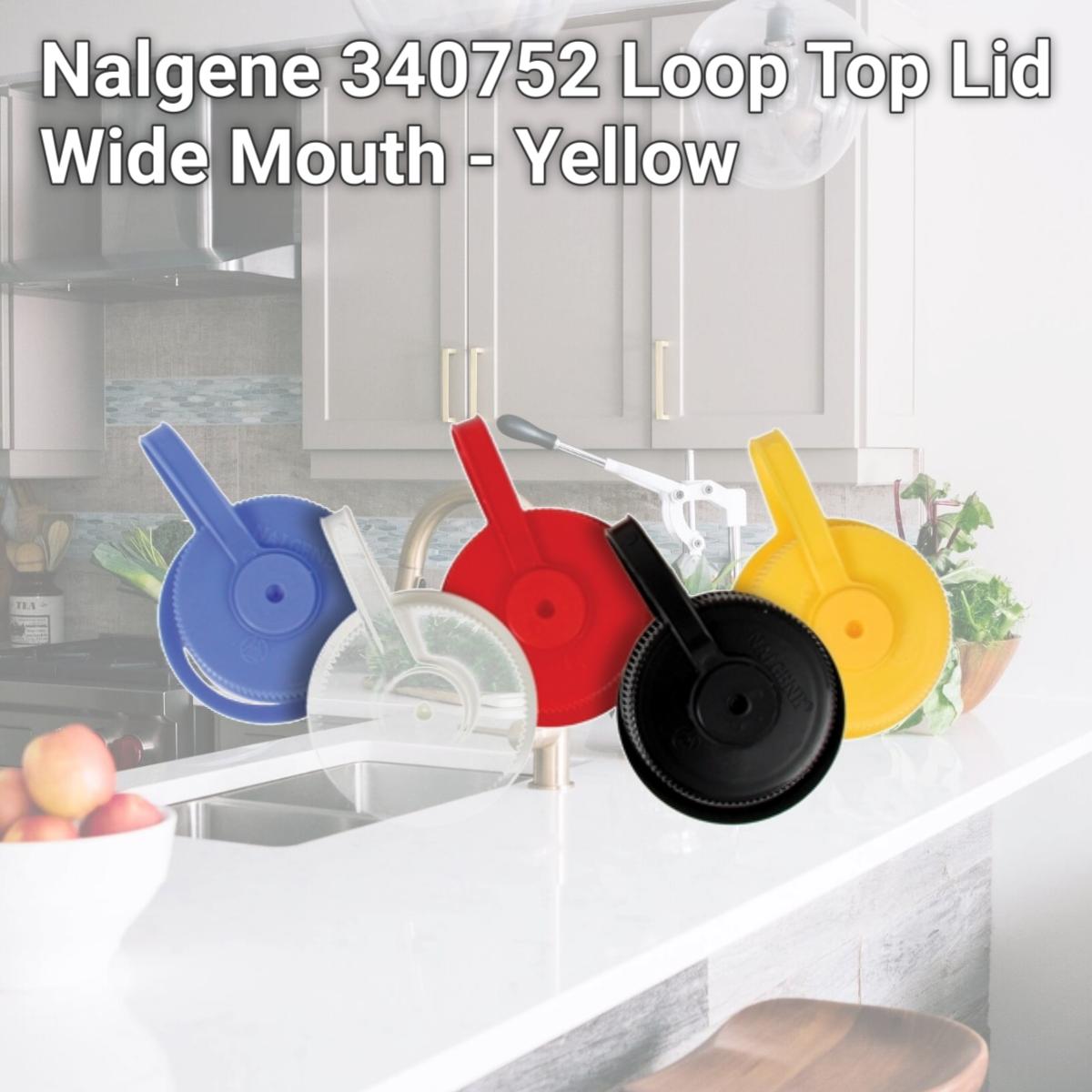Picture of Nalgene 340752 Loop Top Lid Wide Mouth - Yellow