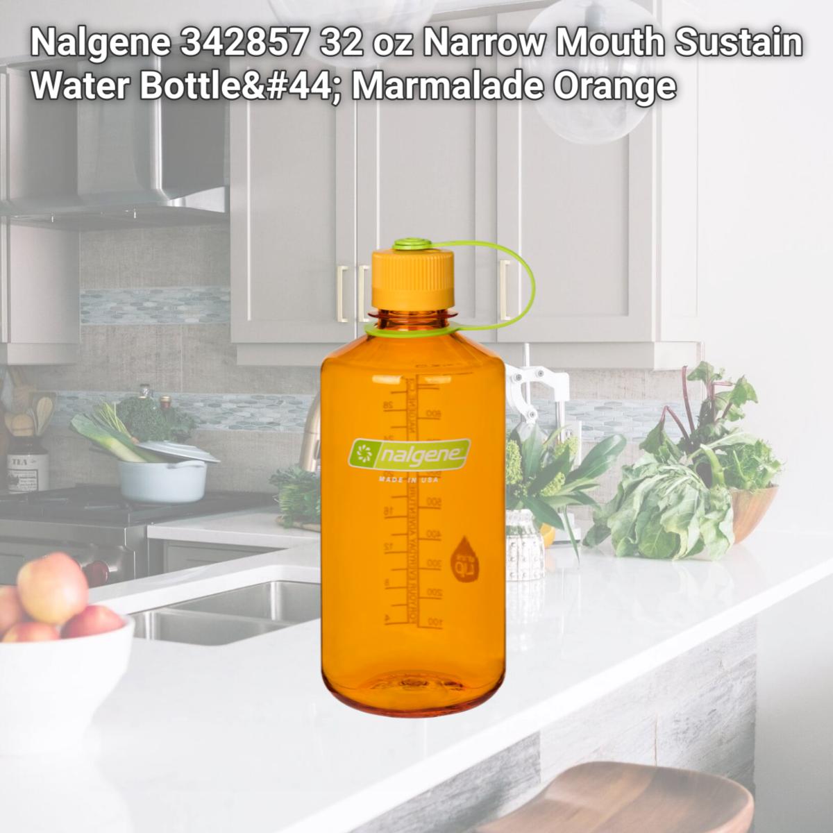 Picture of Nalgene 342857 32 oz Narrow Mouth Sustain Water Bottle, Marmalade Orange