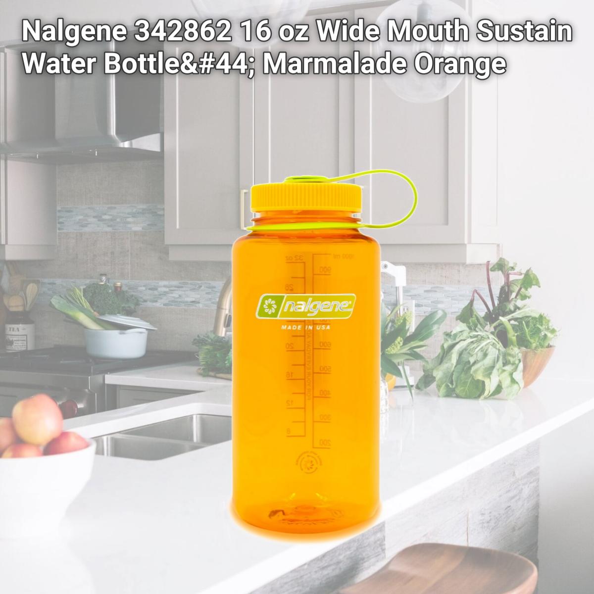 Picture of Nalgene 342862 16 oz Wide Mouth Sustain Water Bottle, Marmalade Orange