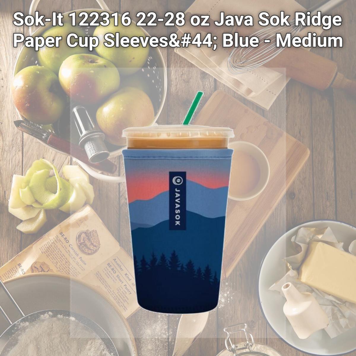 Picture of Sok-It 122316 22-28 oz Java Sok Ridge Paper Cup Sleeves, Blue - Medium
