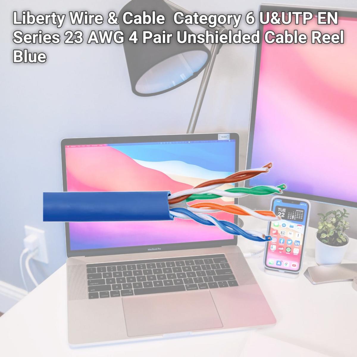 Picture of Liberty Wire & Cable 24-4P-L6-EN-BLU Category 6 U&UTP EN Series 23 AWG 4 Pair Unshielded Cable Reel&#44; Blue