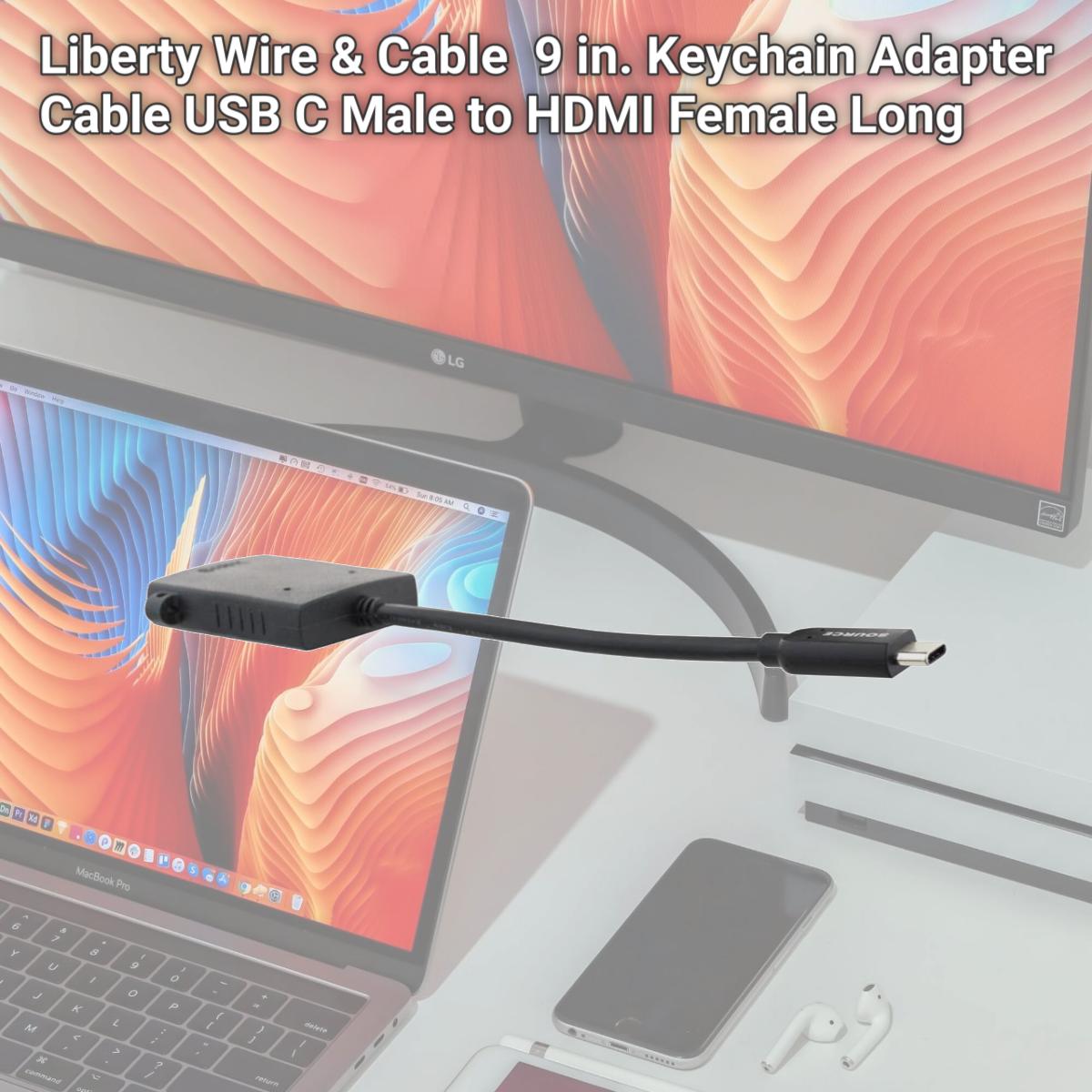 Picture of Liberty Wire & Cable AR-UCM-HDF 9 in. Keychain Adapter Cable USB C Male to HDMI Female Long
