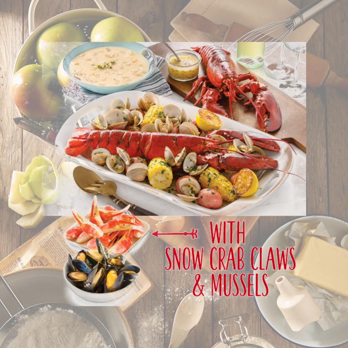 Picture of Lobster Gram BSGR3C BOSTON PARTY GRAM DINNER FOR THREE WITH 1 LB LOBSTERS
