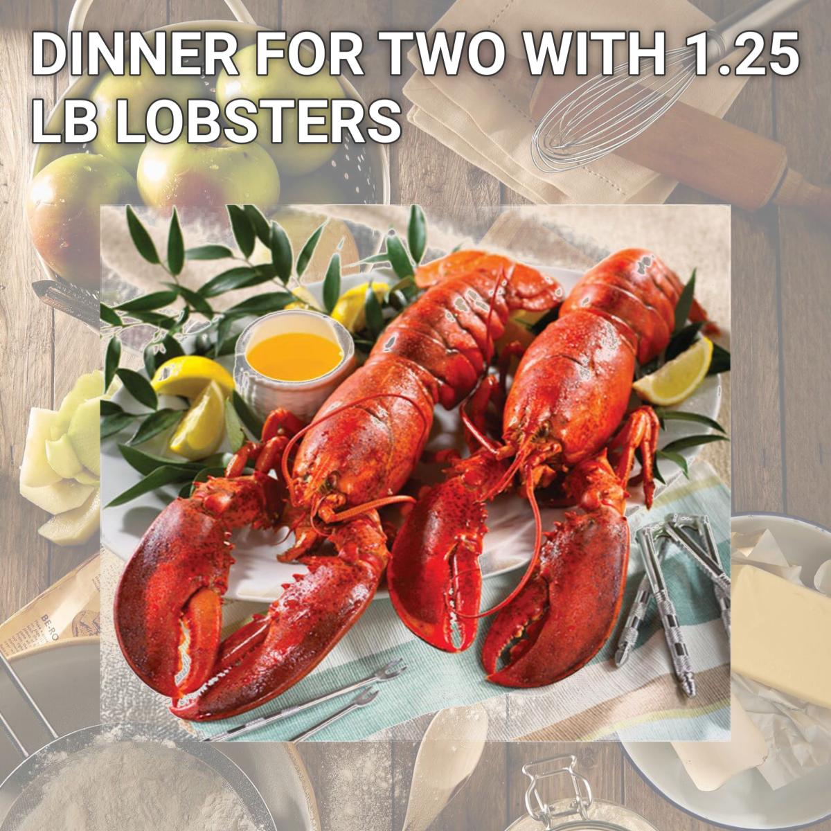 Picture of Lobster Gram LG2Q LOBSTER GRAM DINNER FOR TWO WITH 1.25 LB LOBSTERS