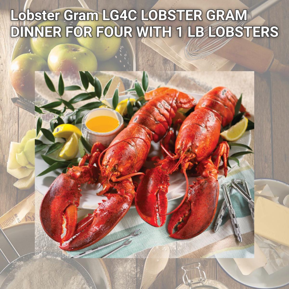 Picture of Lobster Gram LG4C LOBSTER GRAM DINNER FOR FOUR WITH 1 LB LOBSTERS