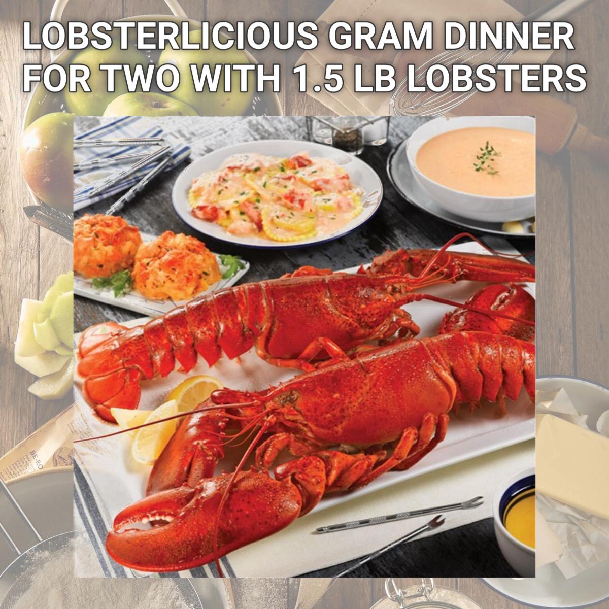 Picture of Lobster Gram LICGR2H LOBSTERLICIOUS GRAM DINNER FOR TWO WITH 1.5 LB LOBSTERS