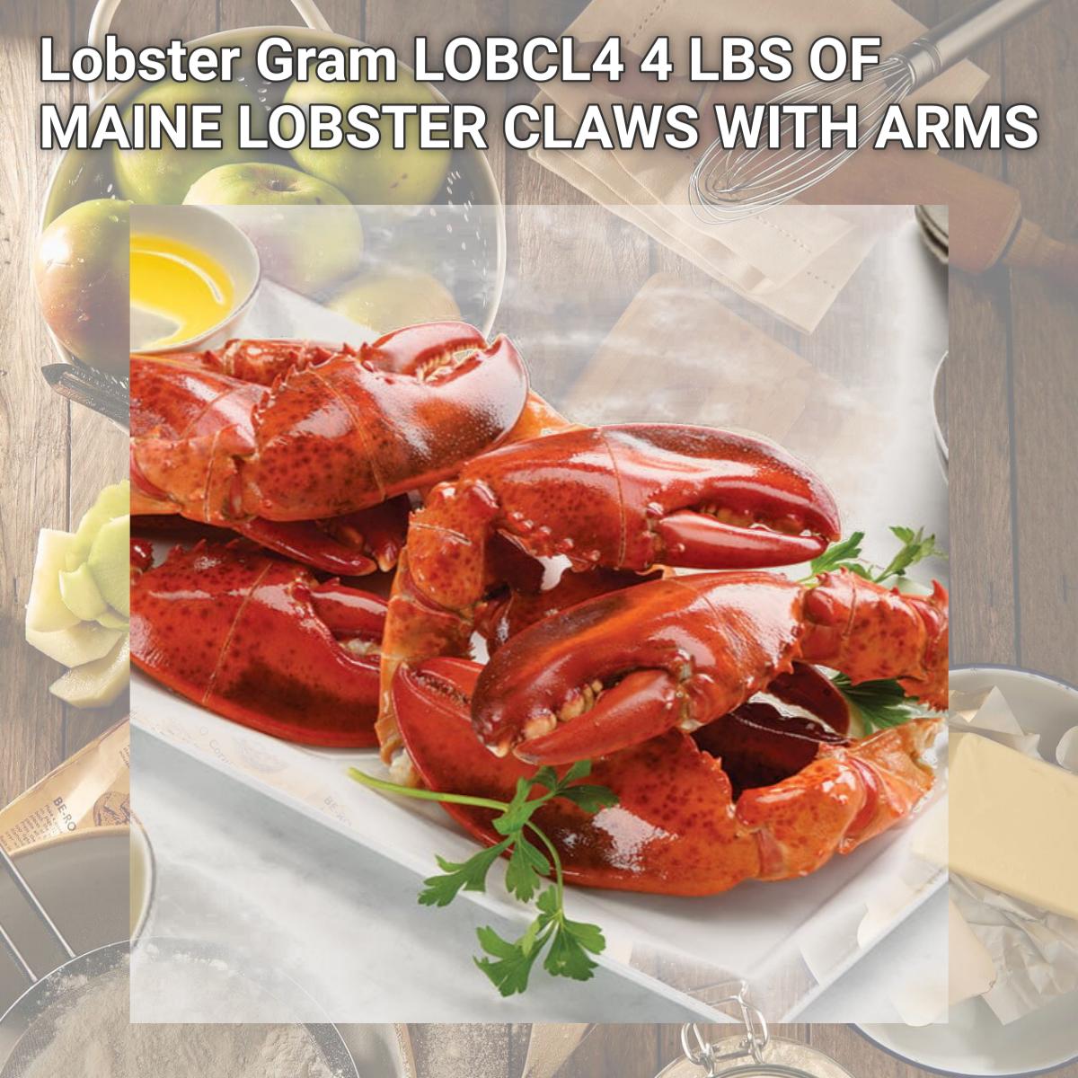 Picture of Lobster Gram LOBCL4 4 LBS OF MAINE LOBSTER CLAWS WITH ARMS