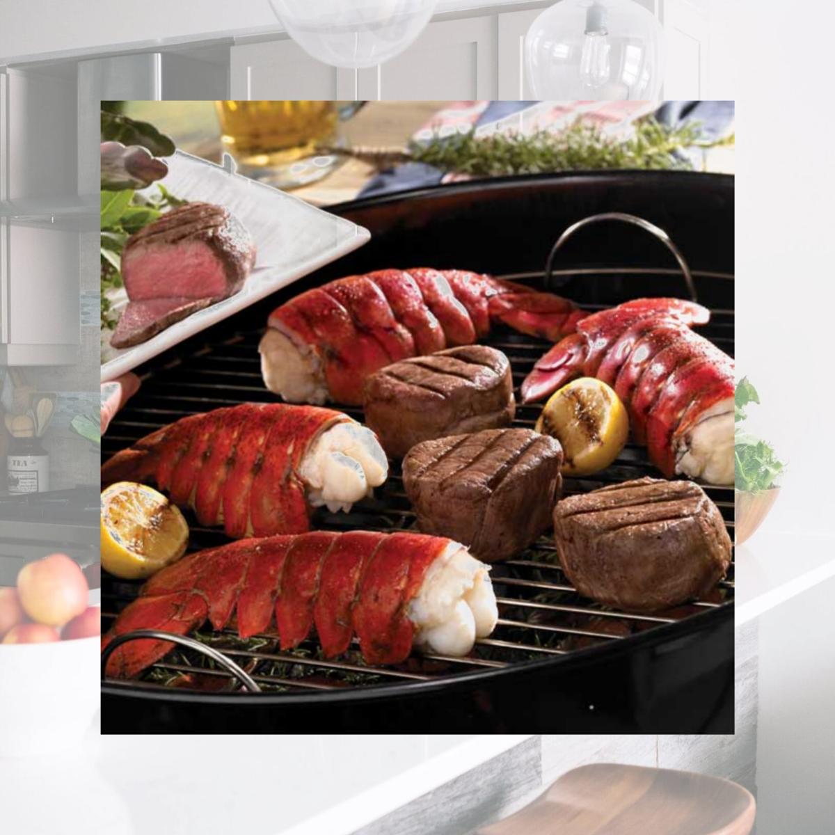 Picture of Lobster Gram M10FM8 EIGHT 10-12 OZ MAINE LOBSTER TAILS AND TWO 8 oz. FILET MIGNON STEAKS