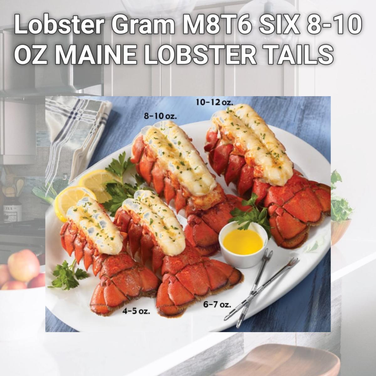 Picture of Lobster Gram M8T6 SIX 8-10 OZ MAINE LOBSTER TAILS