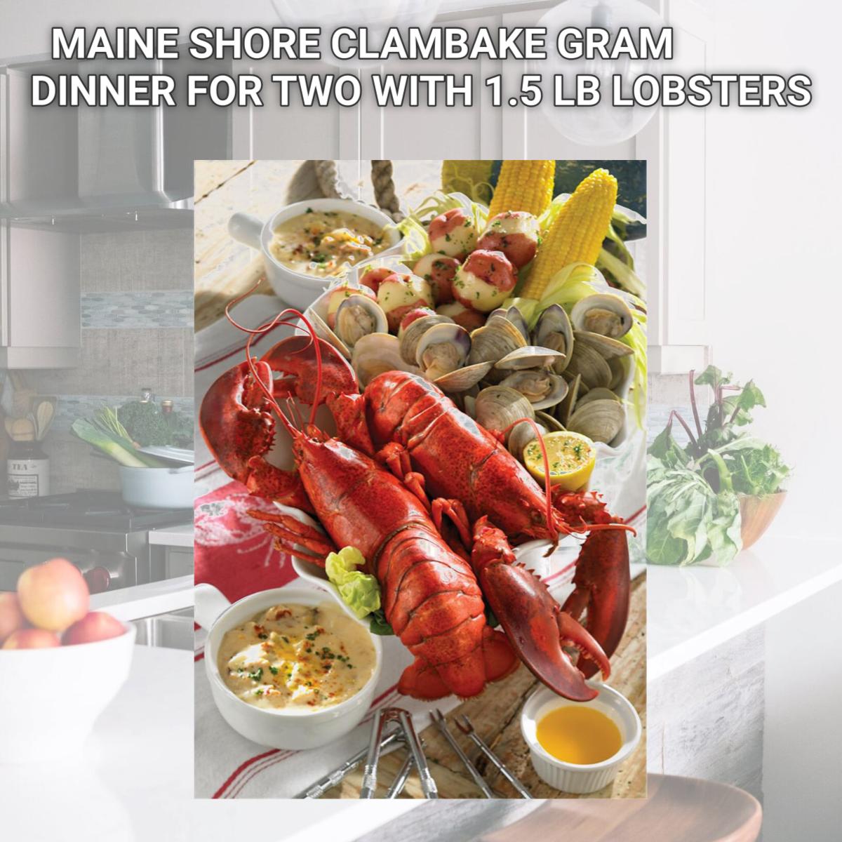Picture of Lobster Gram MSGR2H MAINE SHORE CLAMBAKE GRAM DINNER FOR TWO WITH 1.5 LB LOBSTERS