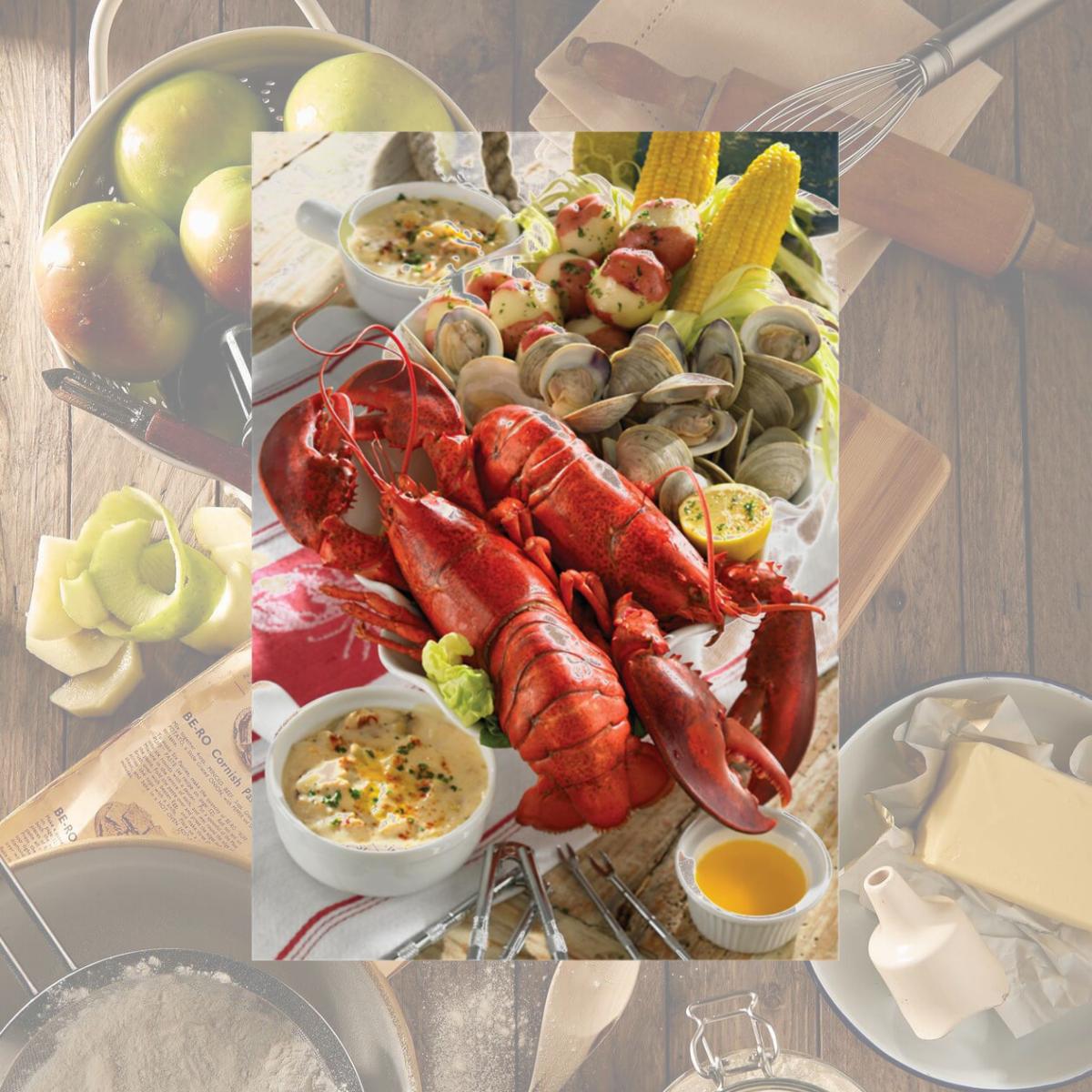 Picture of Lobster Gram MSGR3J MAINE SHORE CLAMBAKE GRAM DINNER FOR THREE WITH 2 LB LOBSTERS