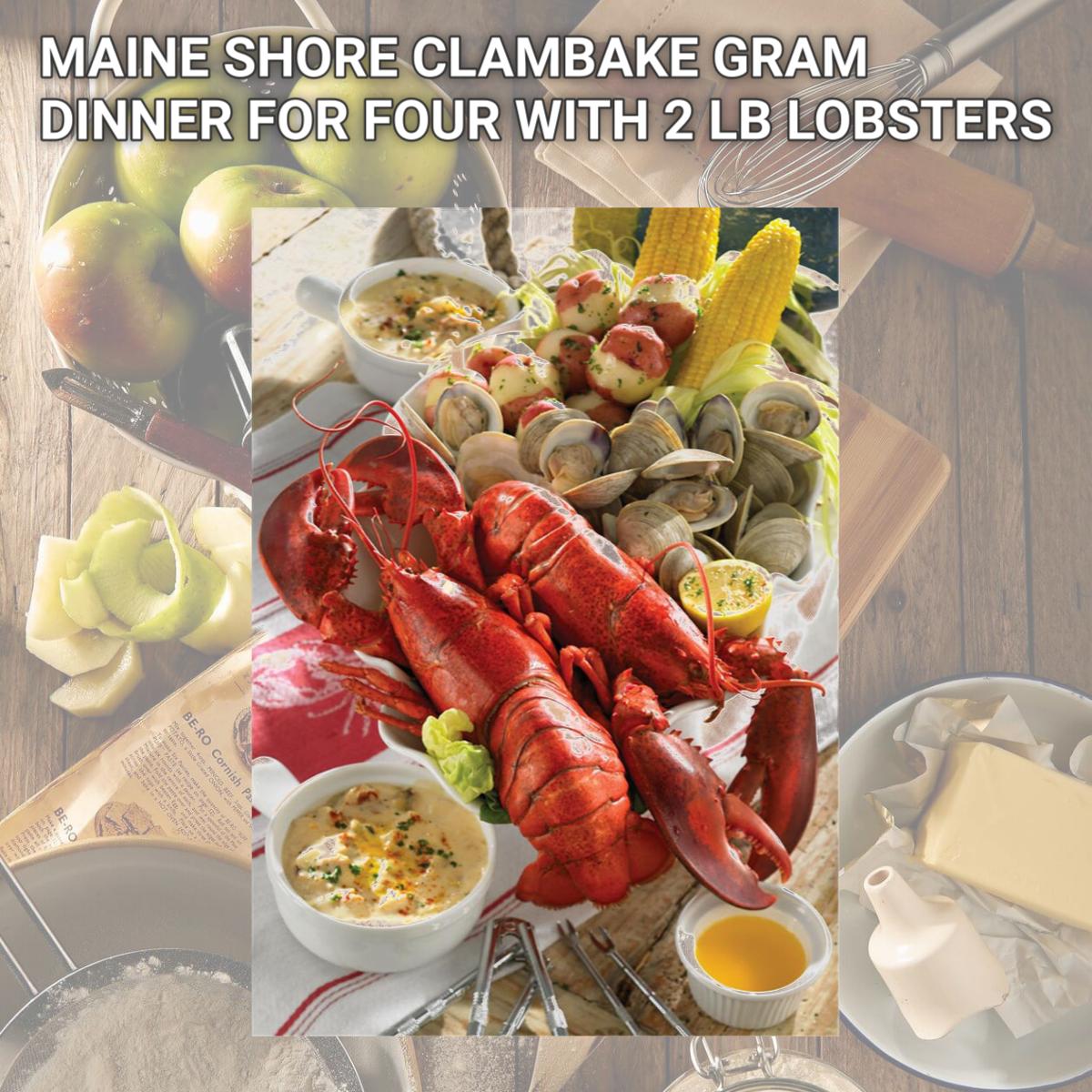 Picture of Lobster Gram MSGR4J MAINE SHORE CLAMBAKE GRAM DINNER FOR FOUR WITH 2 LB LOBSTERS