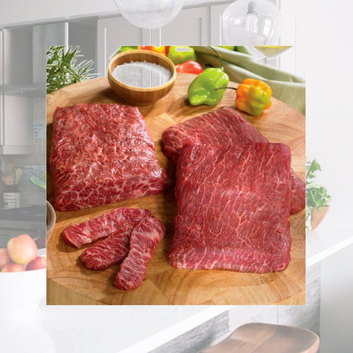 Picture of Lobster Gram FIKOBE4 Four 8 Oz.American Kobe Beef Flat Iron Steaks