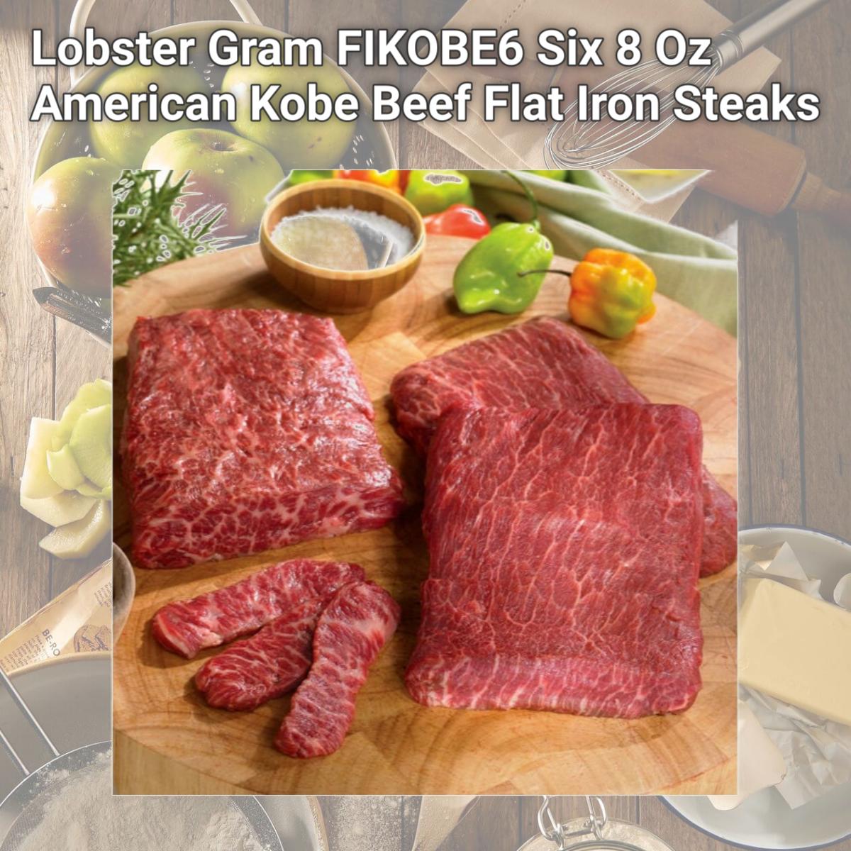 Picture of Lobster Gram FIKOBE6 Six 8 Oz American Kobe Beef Flat Iron Steaks