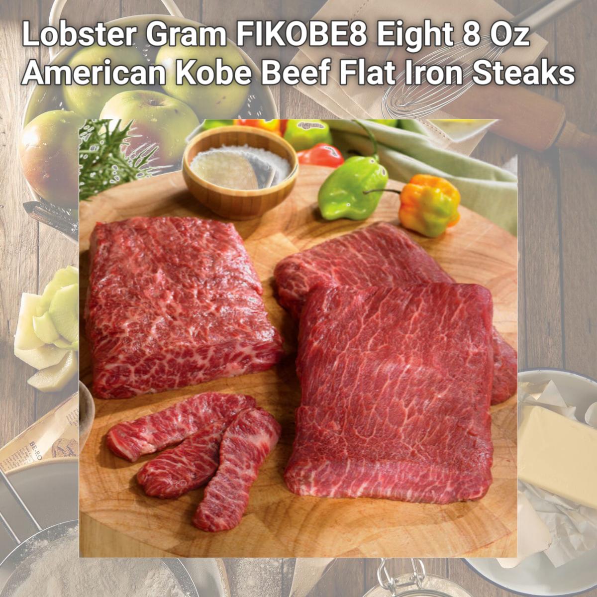 Picture of Lobster Gram FIKOBE8 Eight 8 Oz American Kobe Beef Flat Iron Steaks