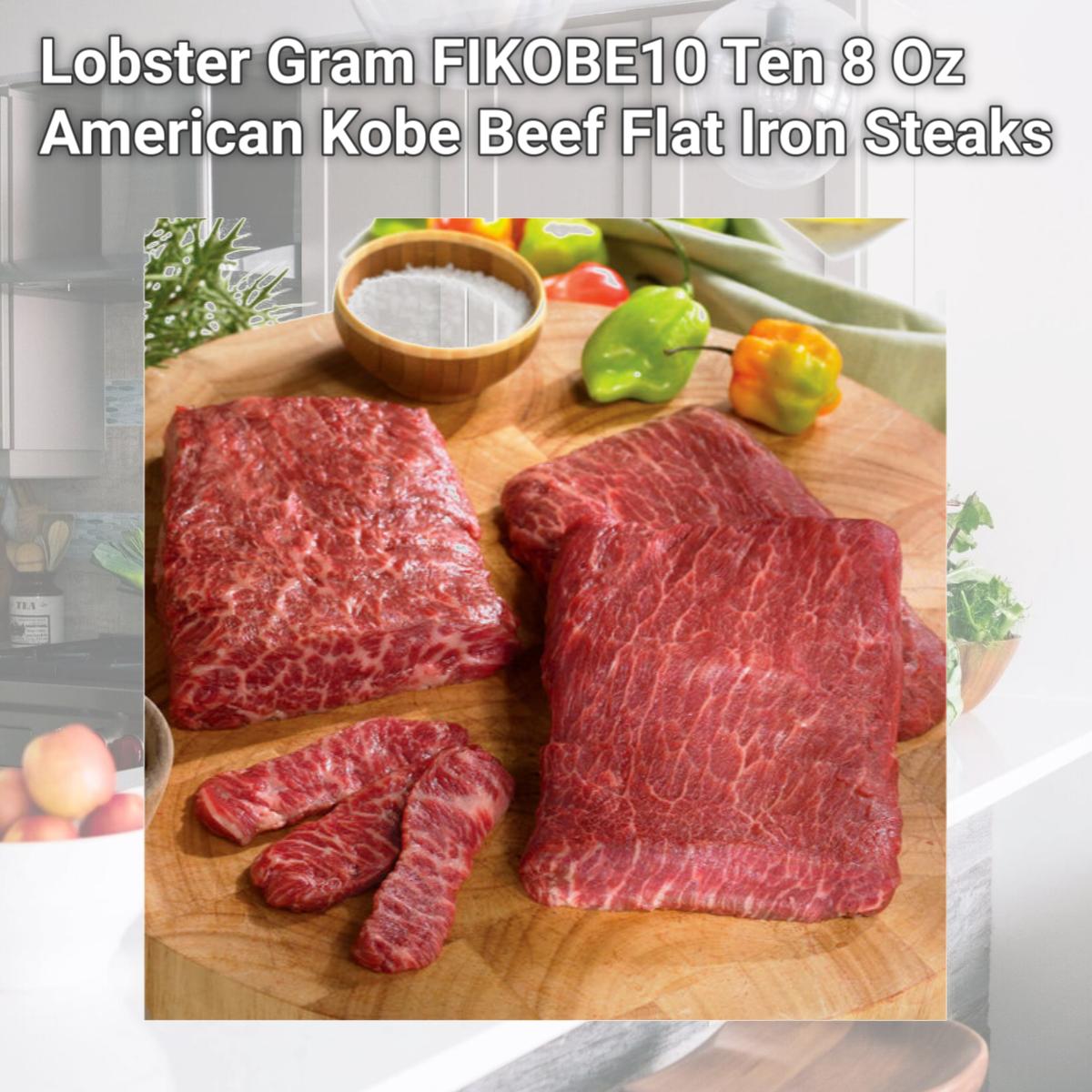 Picture of Lobster Gram FIKOBE10 Ten 8 Oz American Kobe Beef Flat Iron Steaks