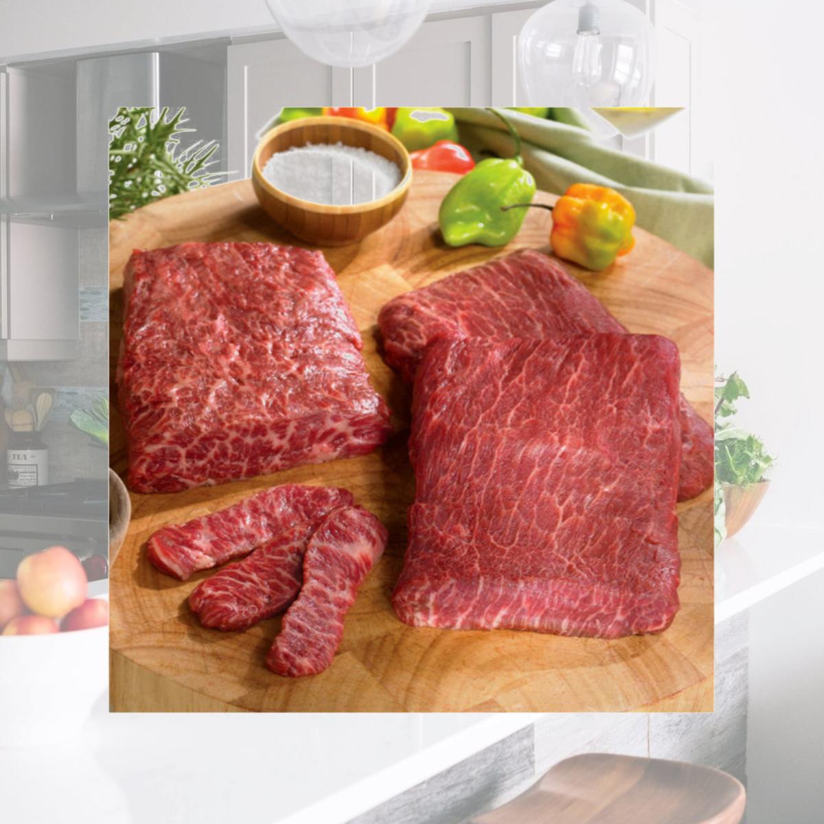 Picture of Lobster Gram FIKOBE10 Ten 8 Oz American Kobe Beef Flat Iron Steaks