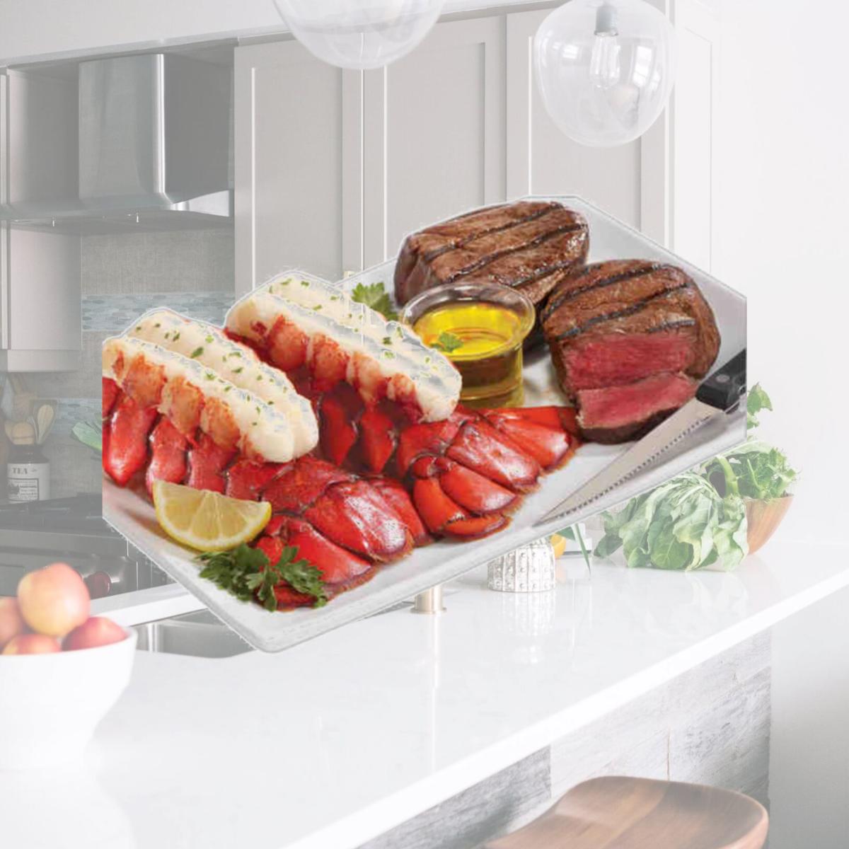 Picture of Lobster Gram M4FM2 Two 4-5 oz. Maine Lobster Tails &amp; Two 6 0z. Filet Mignon Steaks