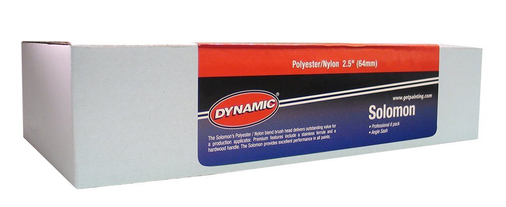 Dynamic 216472 64 Mm Solomon Polyester Nylon Angle Sash Paint Brushes - Pack Of 6