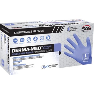 66523 Derma-med Powder Free Exam Grade Nitrile Disposable Gloves, Large - 100 Per Box