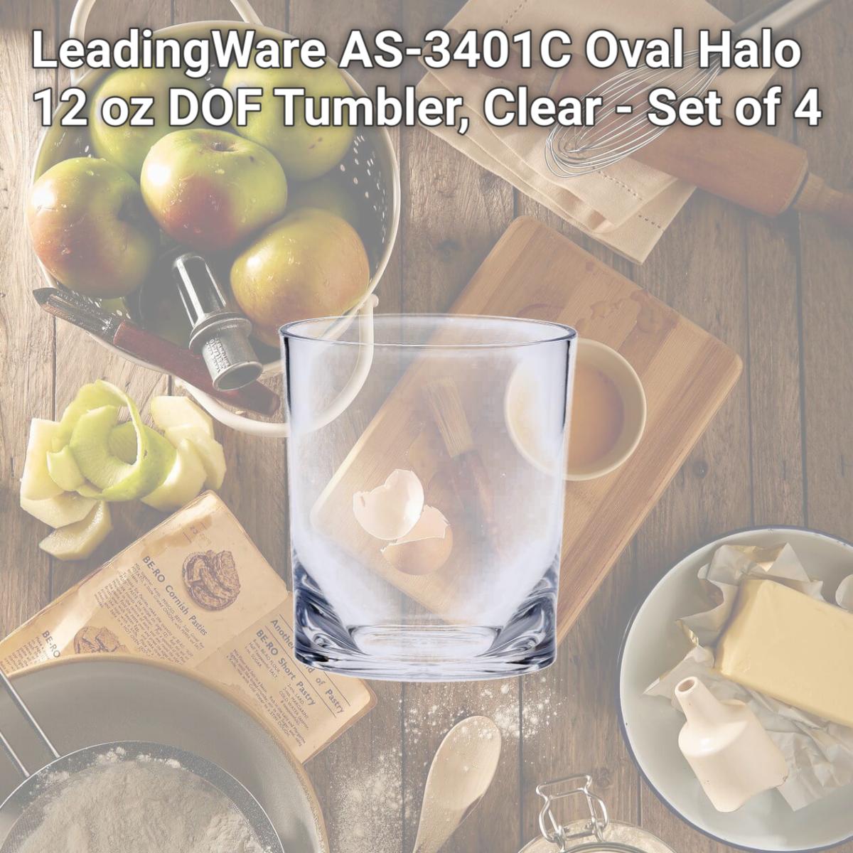 Picture of LeadingWare AS-3401C Oval Halo 12 oz DOF Tumbler, Clear - Set of 4