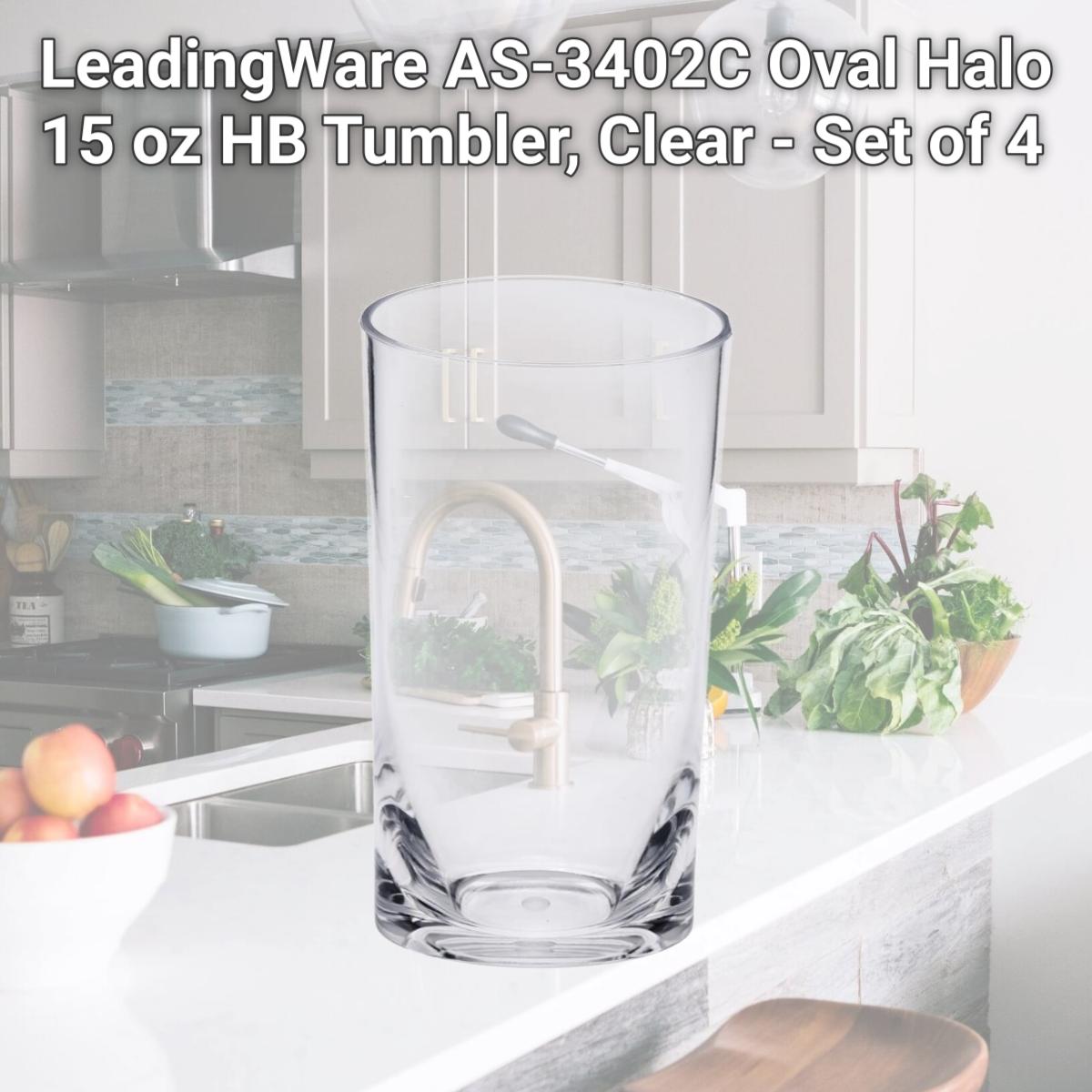 Picture of LeadingWare AS-3402C Oval Halo 15 oz HB Tumbler, Clear - Set of 4