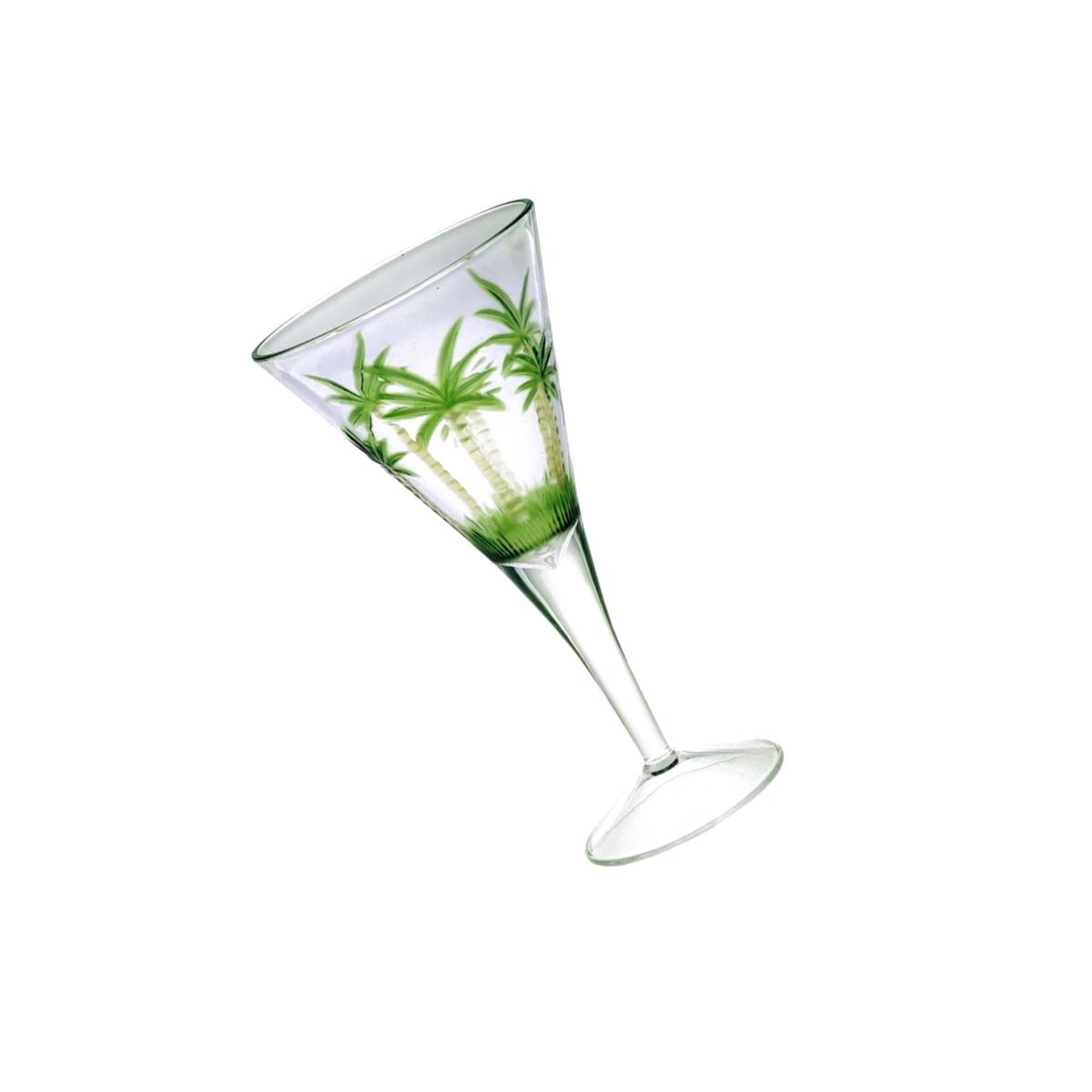 Picture of LeadingWare AS-0503 AC-0503 Palm Tree Classic Series V Shape 14 oz Wine Glass - Set of 4