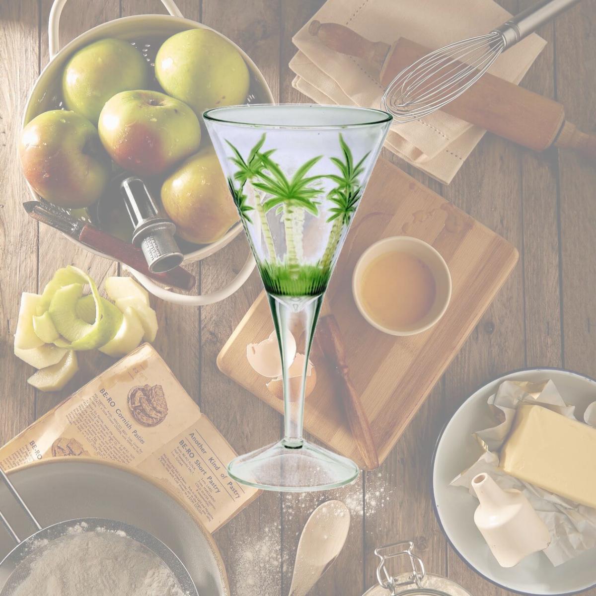 Picture of LeadingWare AS-0503 AC-0503 Palm Tree Classic Series V Shape 14 oz Wine Glass - Set of 4