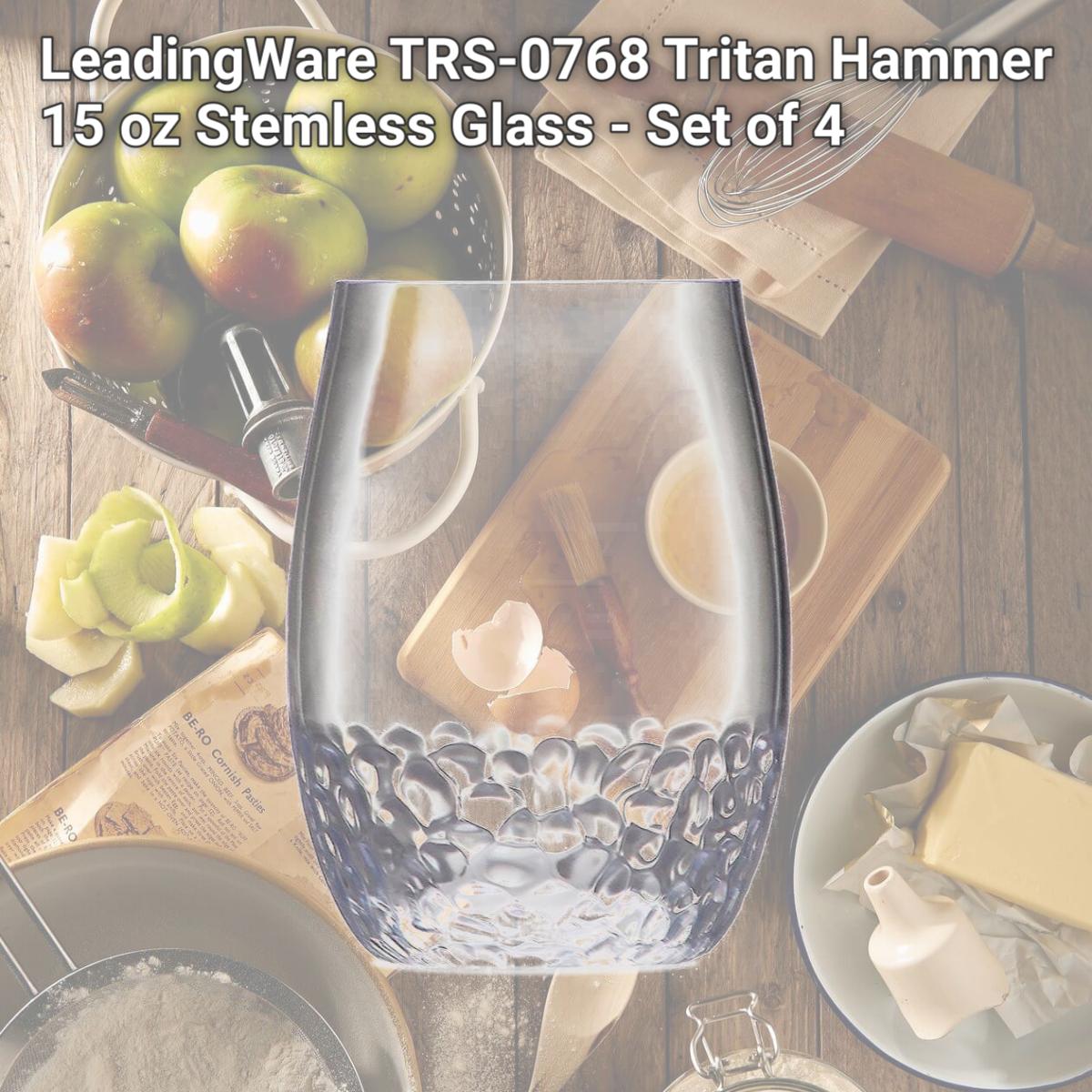 Picture of LeadingWare TRS-0768 Tritan Hammer 15 oz Stemless Glass - Set of 4