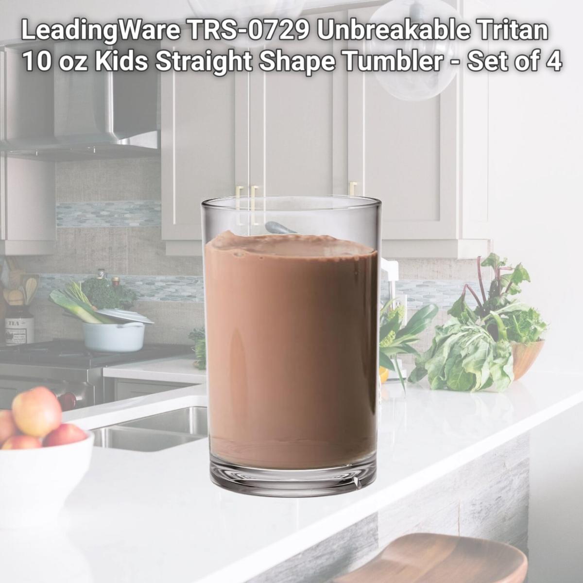 Picture of LeadingWare TRS-0729 Unbreakable Tritan 10 oz Kids Straight Shape Tumbler - Set of 4