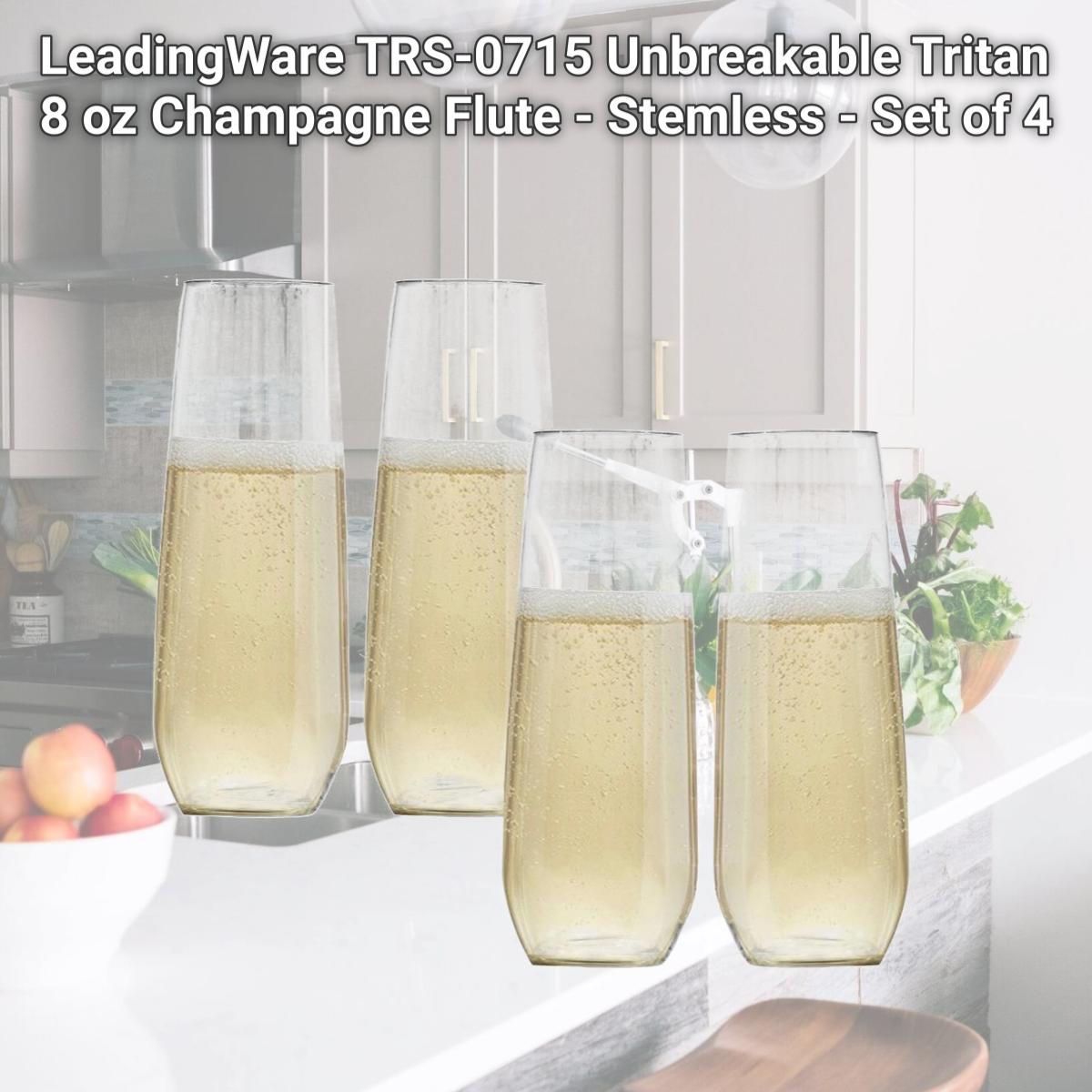 Picture of LeadingWare TRS-0715 Unbreakable Tritan 8 oz Champagne Flute - Stemless - Set of 4