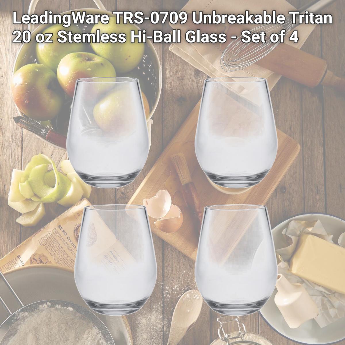 Picture of LeadingWare TRS-0709 Unbreakable Tritan 20 oz Stemless Hi-Ball Glass - Set of 4