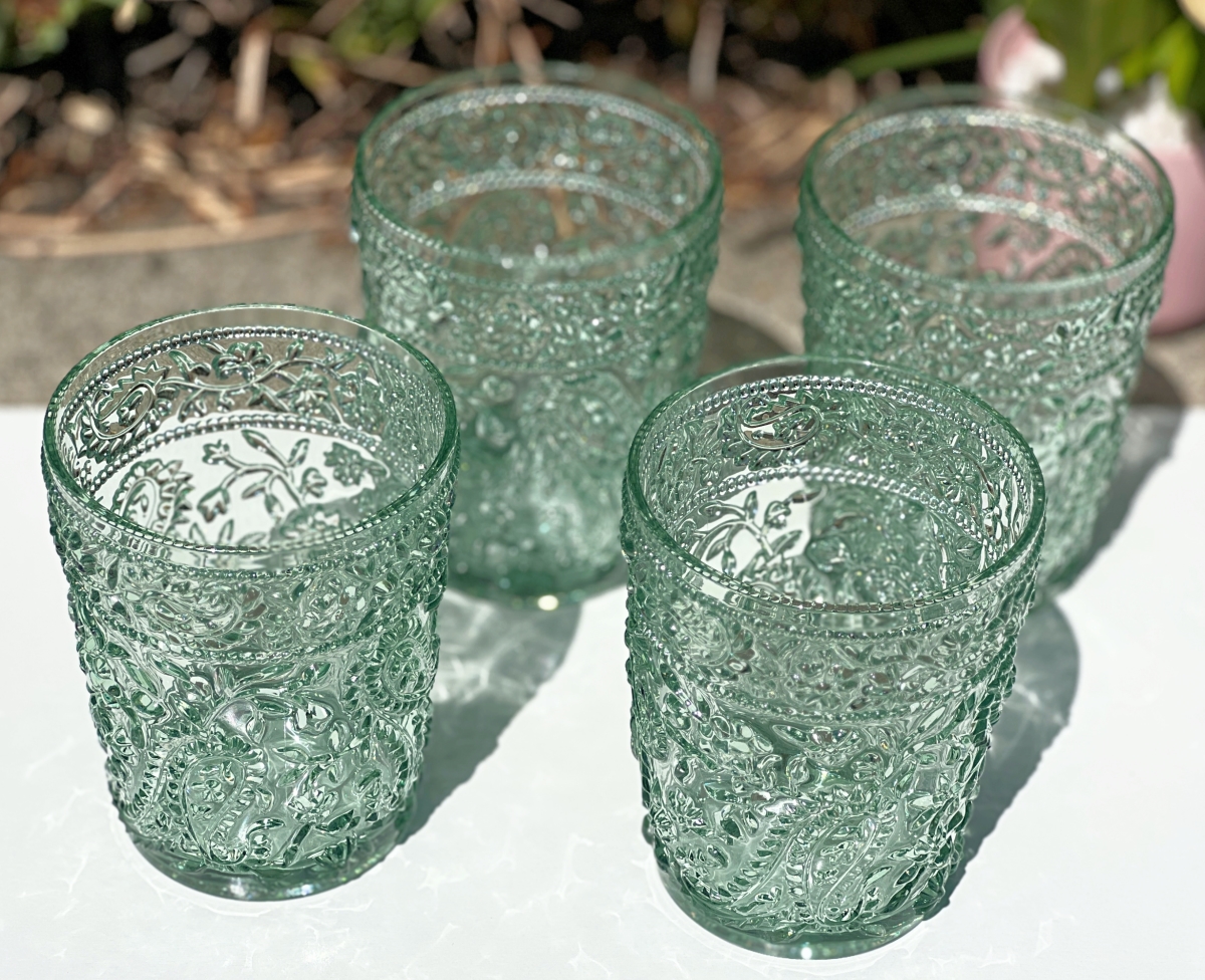 Picture of LEADINGWARE GROUP AS-1011SG Paisley DOF 13 oz. Spanish Green Set of 4 pcs.