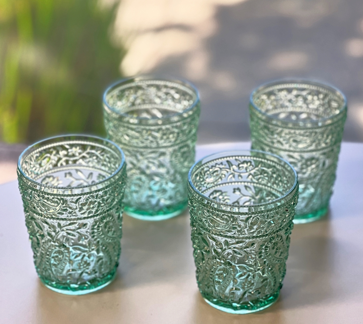 Picture of LEADINGWARE GROUP AS-1011SG Paisley DOF 13 oz. Spanish Green Set of 4 pcs.