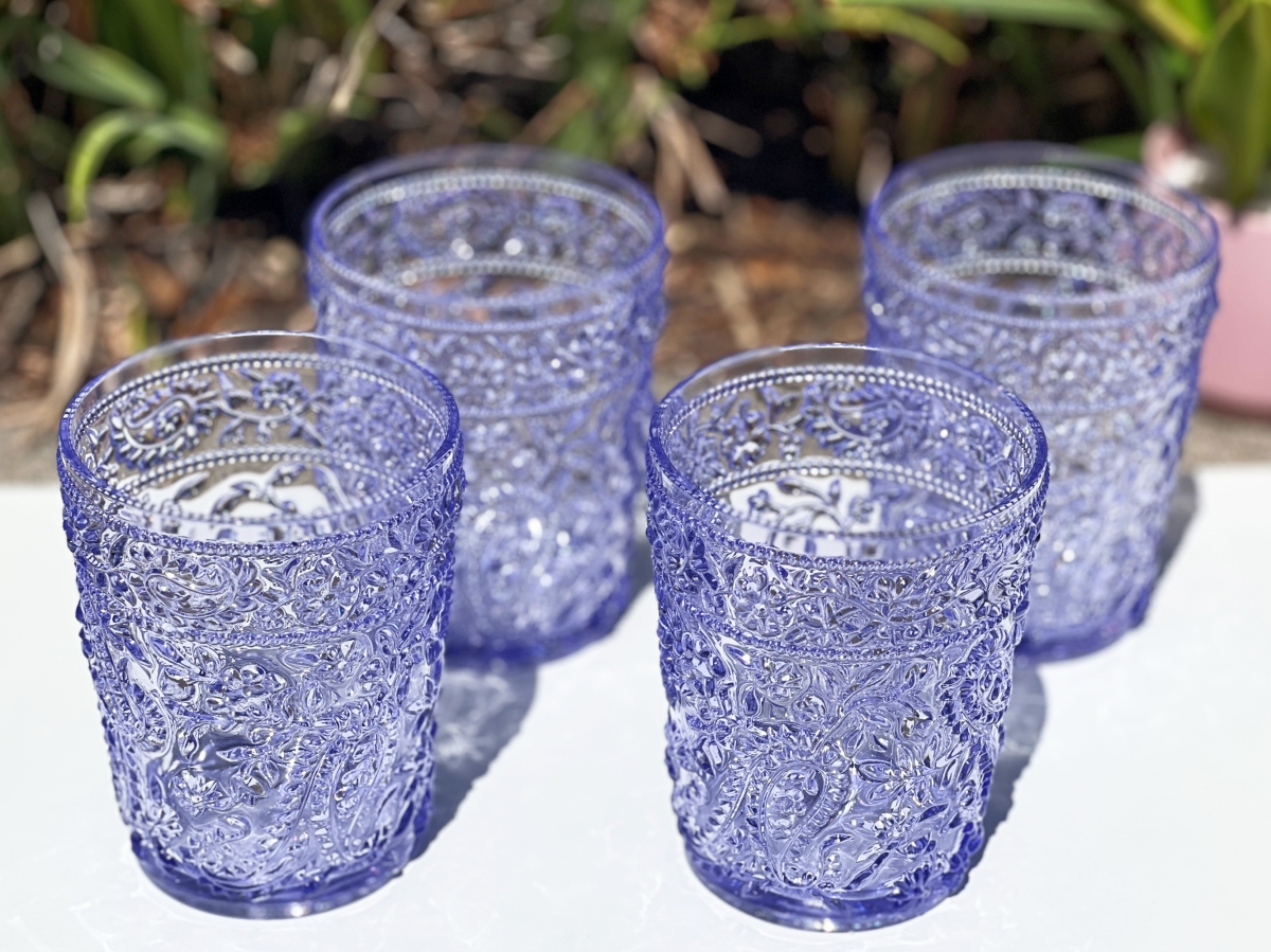 Picture of LEADINGWARE GROUP AS-1011PL Paisley DOF 13 oz. Purple Set of 4 pcs.