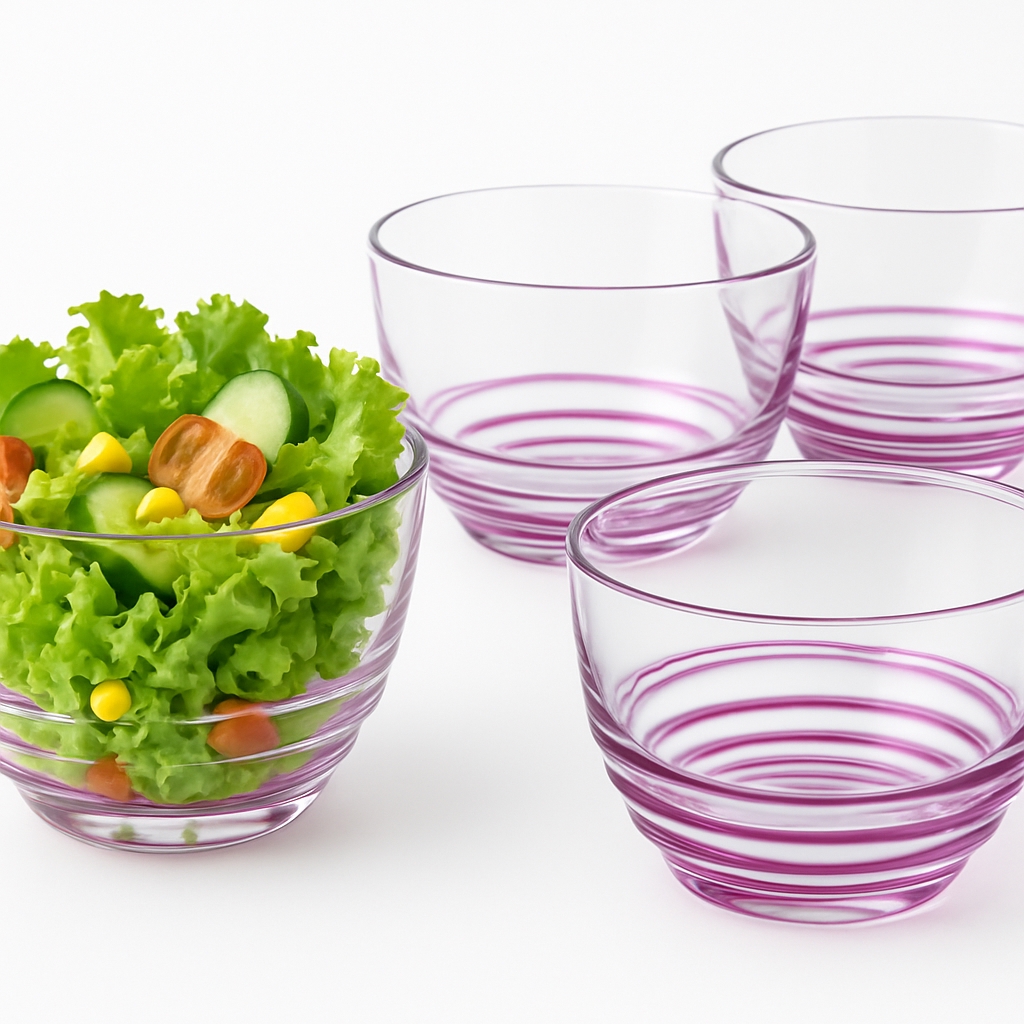 Picture of LeadingWare AS-0607P Swirl Small Bowl Pink Set of 4 pcs.