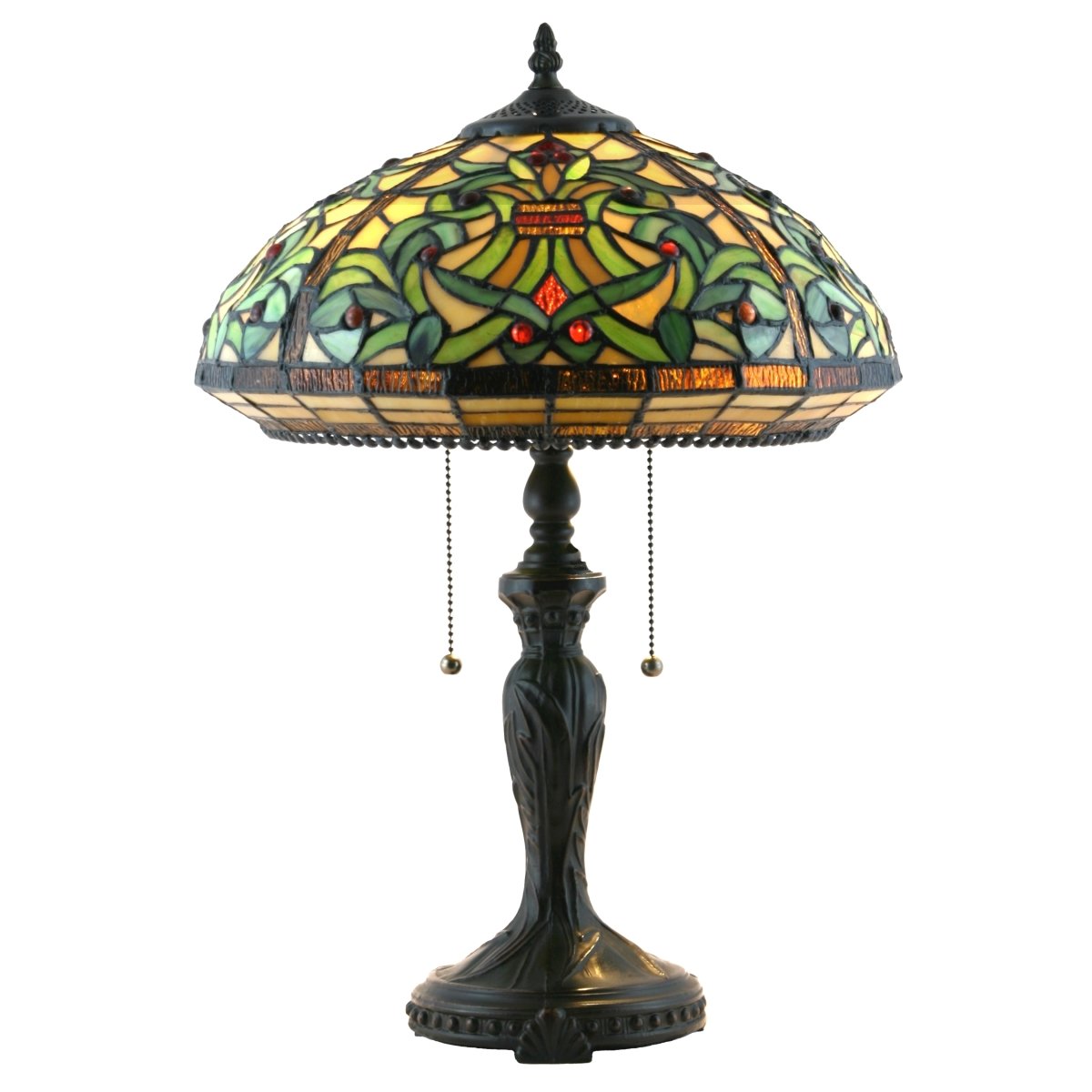 1116tl-14t 14 X 21 In. Baroque Stained Glass Table Lamp - Rich Espresso