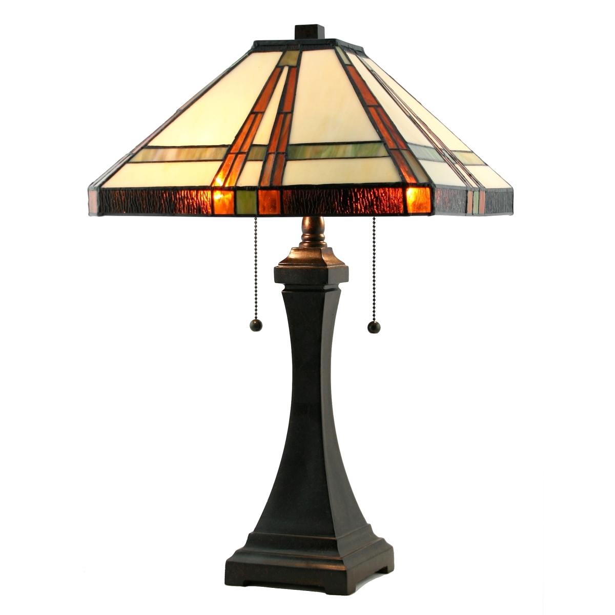 1125tl14t 14 X 23 In. Mesa Stained Glass Table Lamp - Fieldstone Bronze