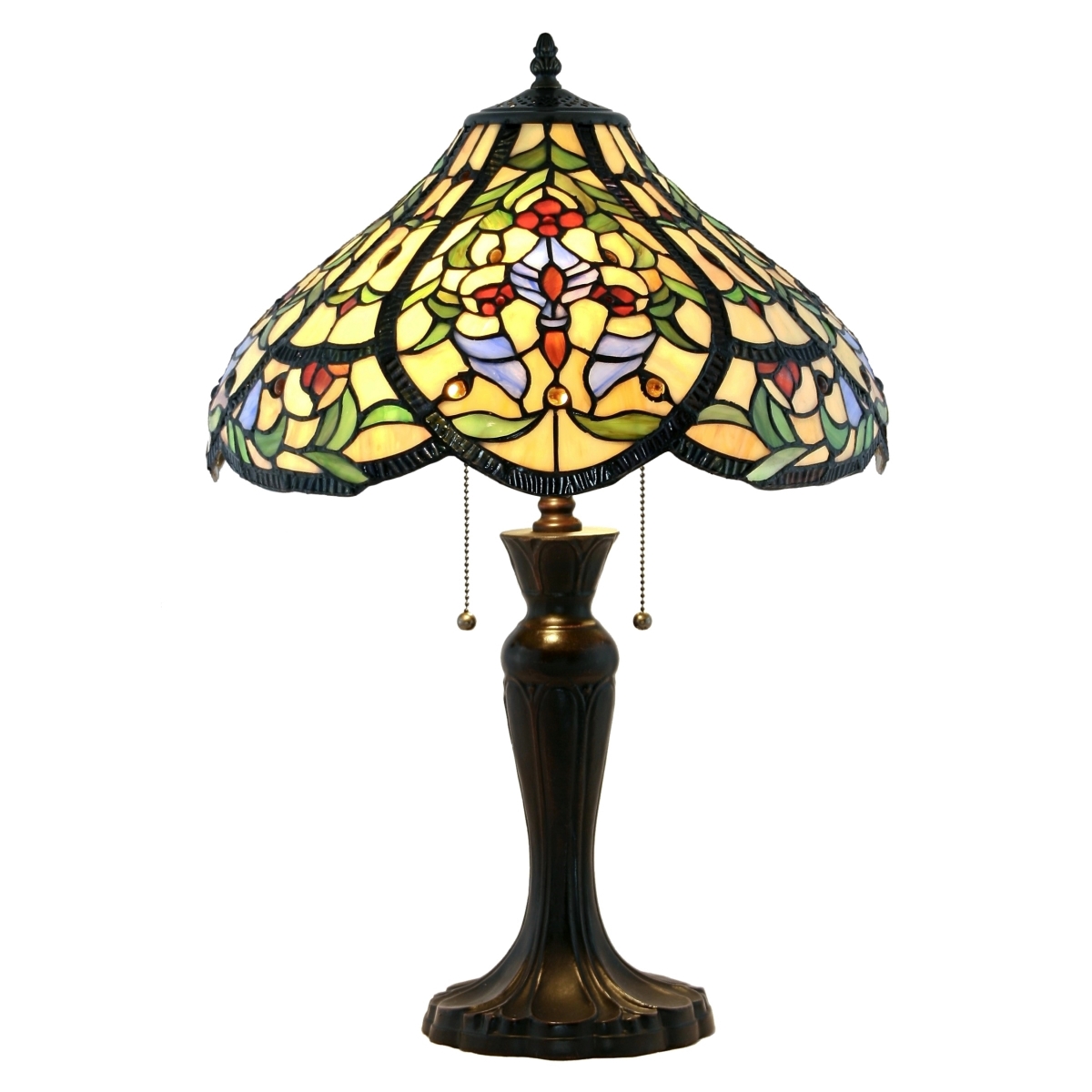 1211tl-16t 16 X 23.5 In. Kassidy Stained Glass Table Lamp - Rich Espresso