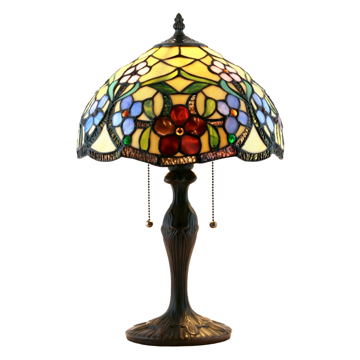 1227tl-12t 12 X 19 In. Kimberly Stained Glass Table Lamp - Rich Espresso