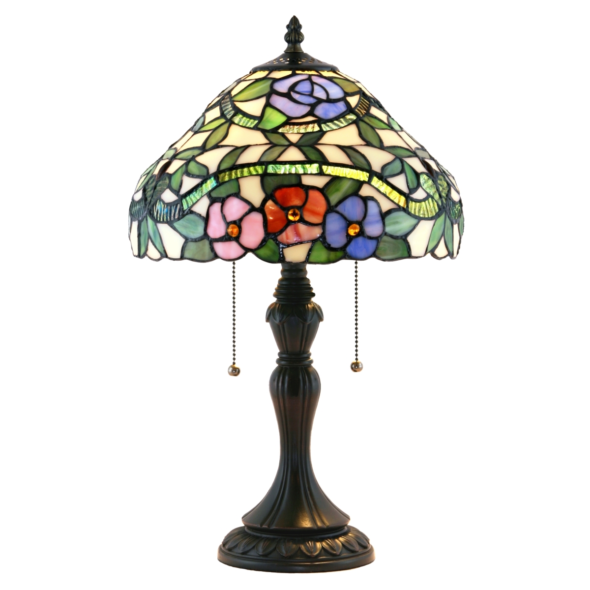 1239tl-12t 12 X 19.5 In. Josie Stained Glass Table Lamp - Rich Espresso