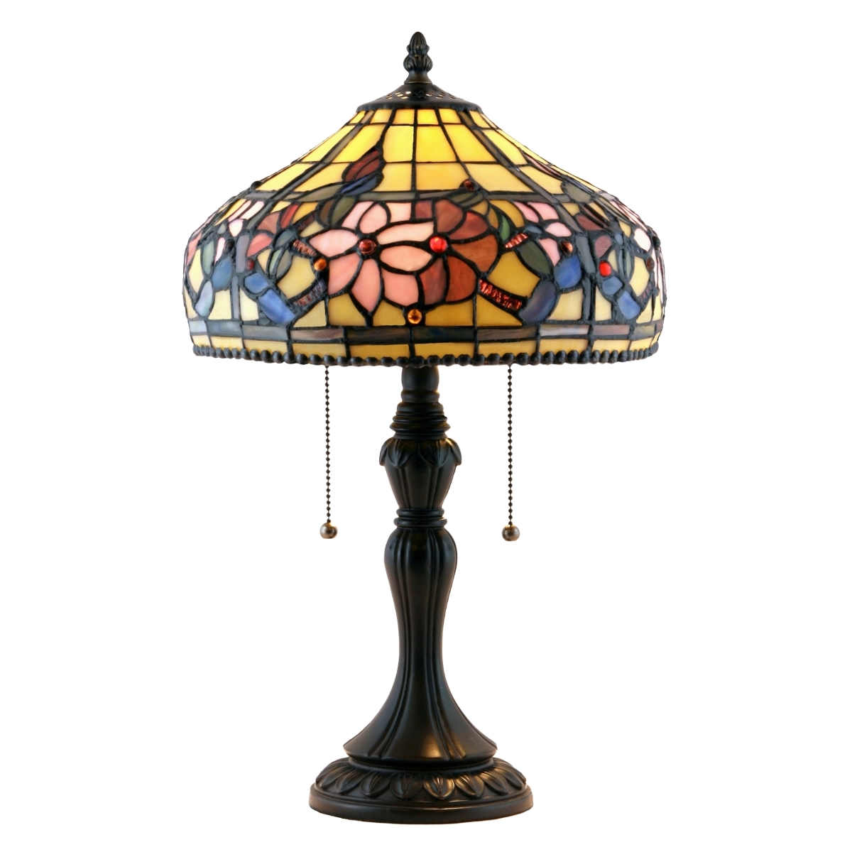 1241tl-12t 12 X 19.5 In. Arabelle Stained Glass Table Lamp - Rich Espresso