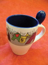 01-adv98001 Taste Brass Coffee Mug, White & Blue