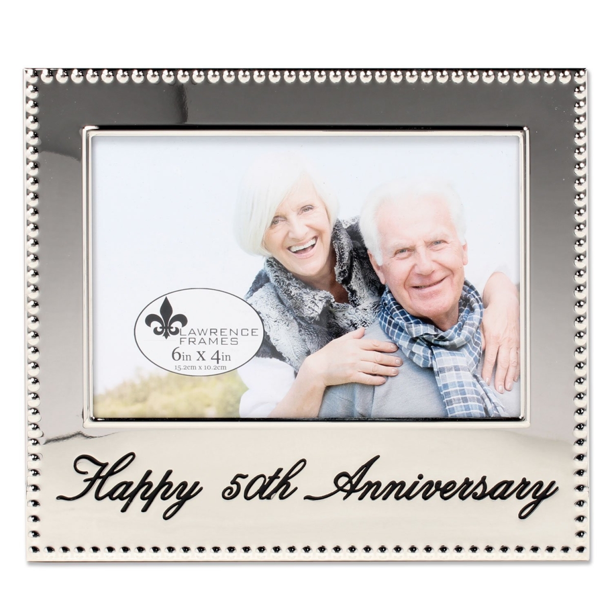 Lawrenceframes 290164 4 X 6 In. Happy 50th Anniversary Picture Frame, Silver