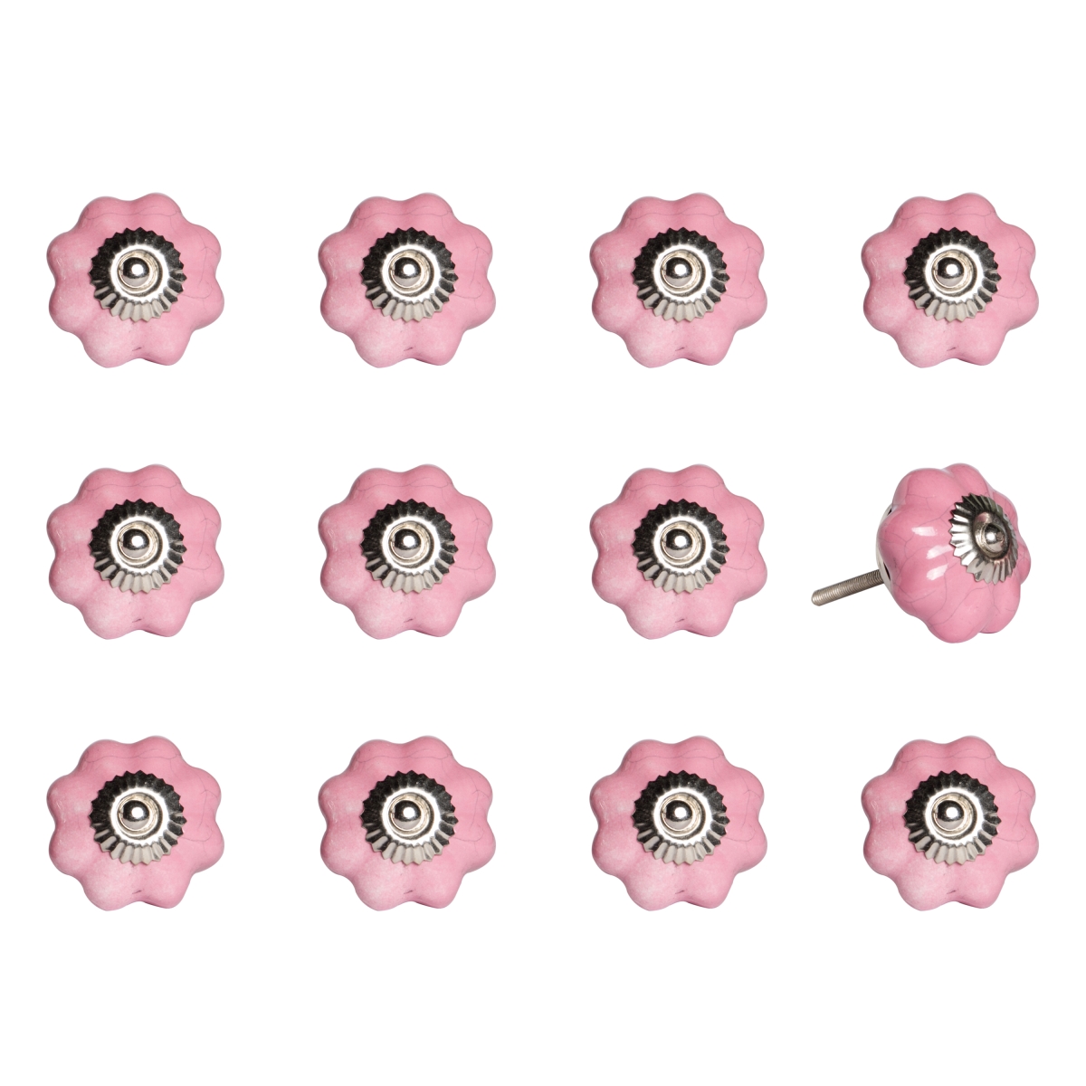 676685032805 Vintage Handpainted Flower Knob Set - Pink - Pack Of 12