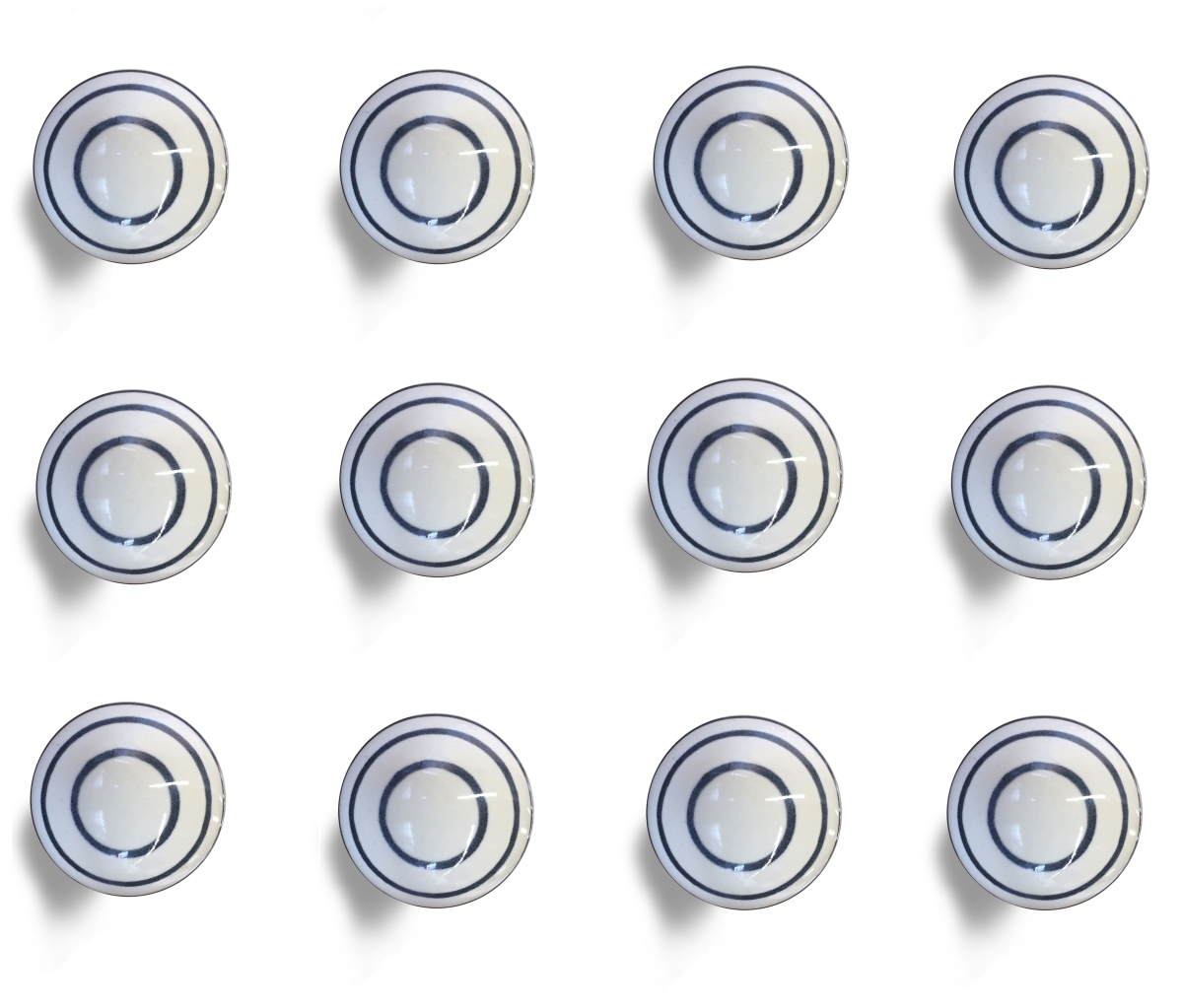 676685032935 Vintage Hand Painted Round Knob Set - White & Blue - Pack Of 12