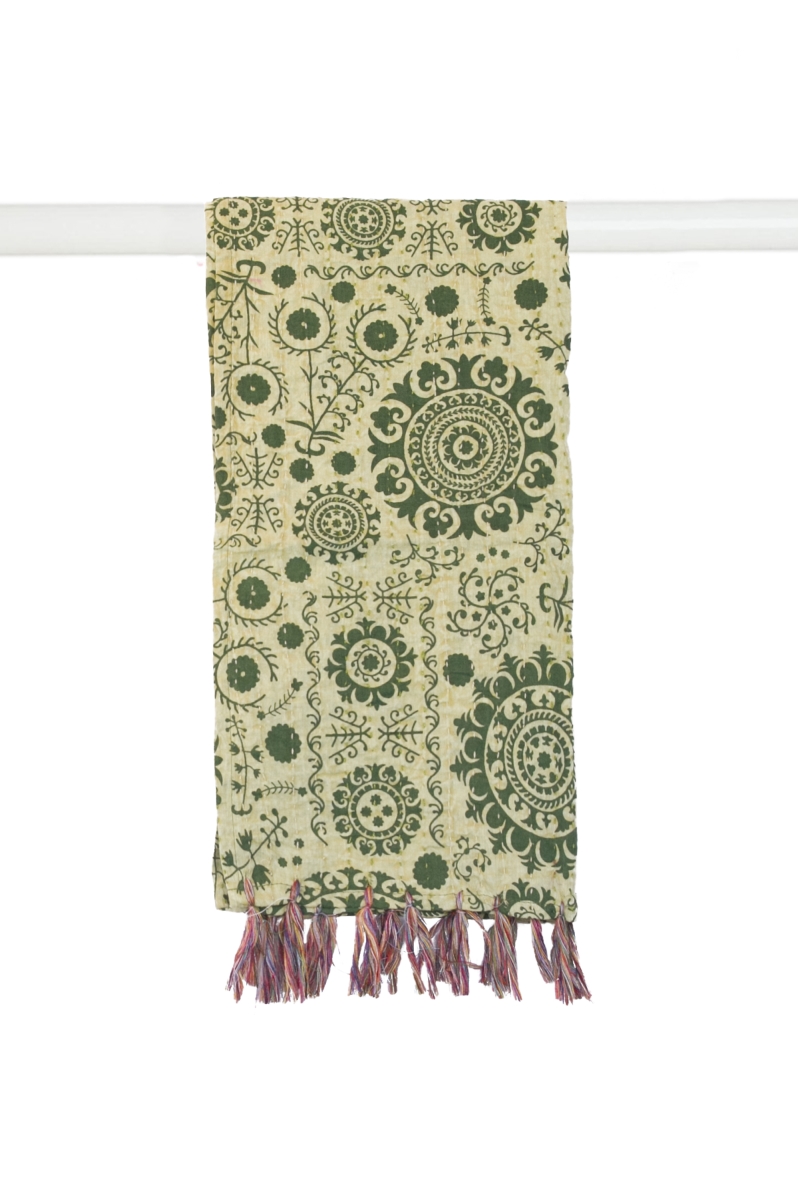 676685040008 18 X 72 In. Kantha Cotton Scarf - Green