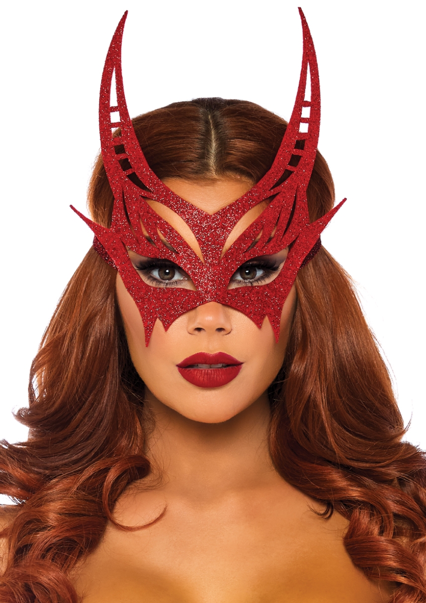 A2821 00322 Glitter Devil Mask, Red - One Size