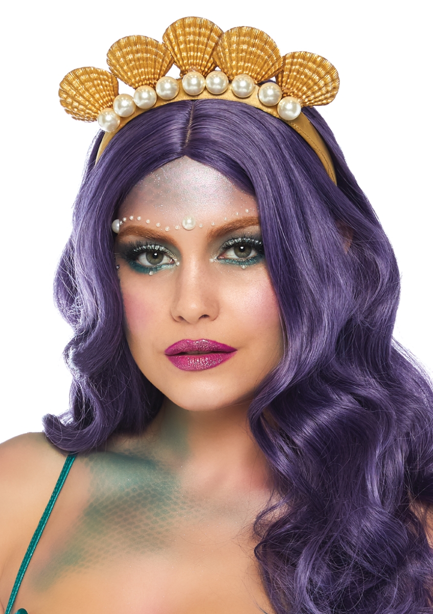 A2838 02622 Pearl Shell Mermaid Headband, Gold - One Size